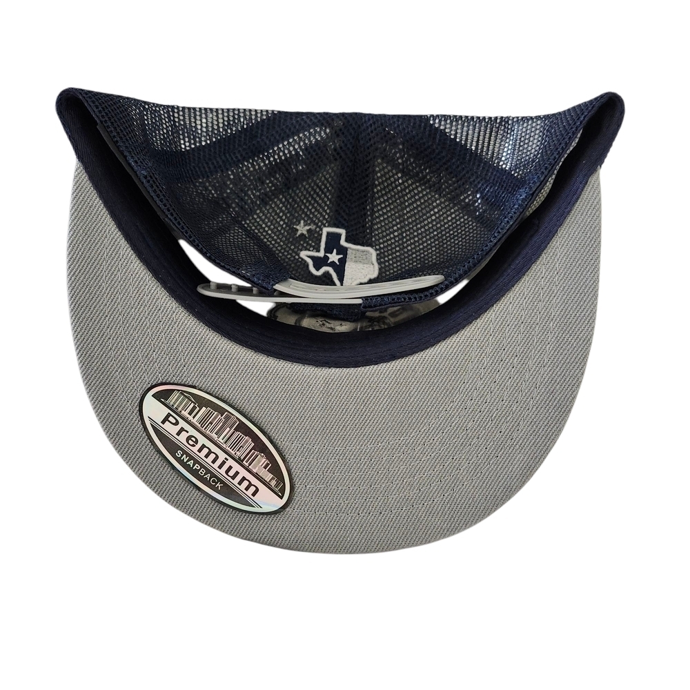 Men'sDallas Snapback Trucker Hat – Blue & Gray Mesh Cap w/ Embroidered Design - Picture 9 of 9